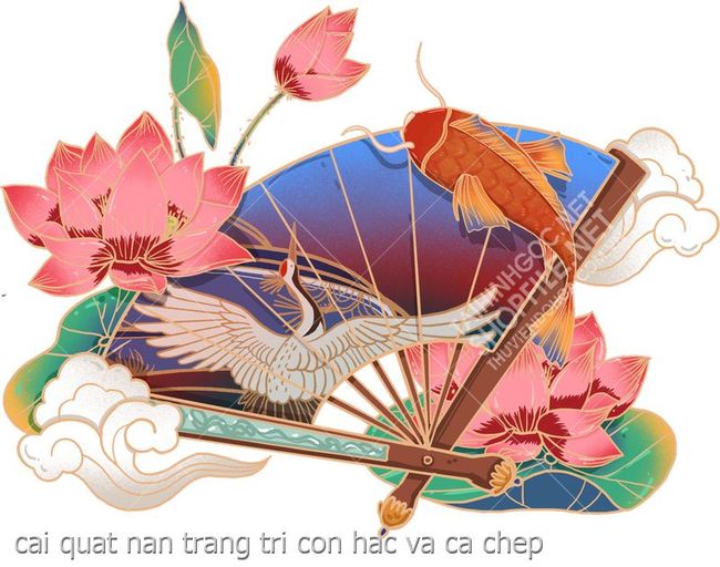cai quat nan trang tri con hac va ca chep